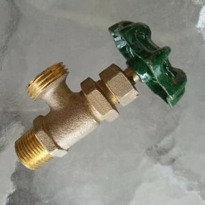 Faucet Spigot Brass Green Knob Vintage Ser Quality Taiwan - Picture 1 of 3