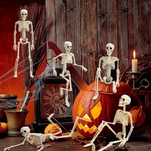 5 PCS Skeletons Halloween Decorations, 15" Full Body Posable Skeleton with 2 ... - Picture 1 of 7