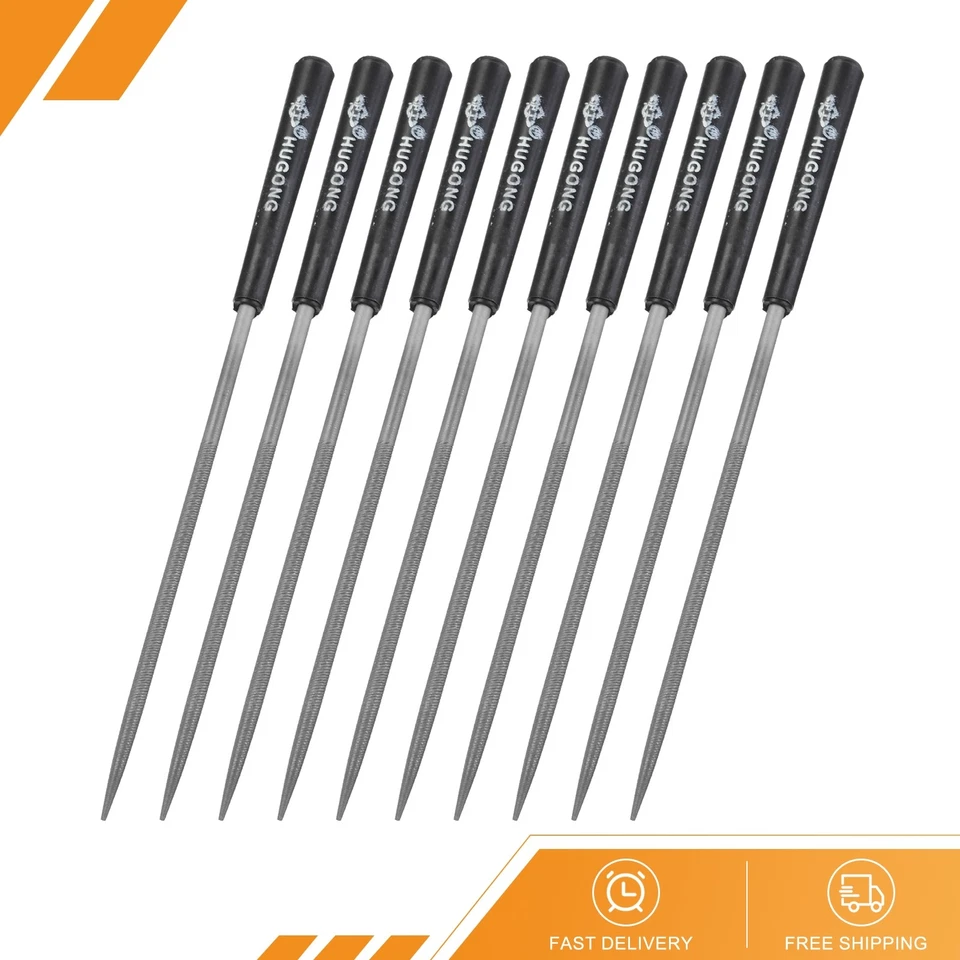 10 Set Second Cut Steel Round Needle File Plastic Handle 3mm x 140mm - Image 1 of 4