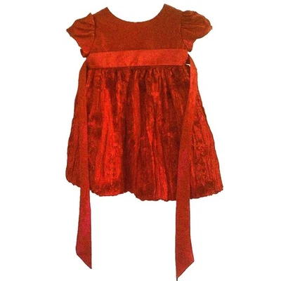 Vestido Niña Cenicienta Rojo con Cinta Bordada Falda Arrugada Talla 24 Mos Foto 1 de 4