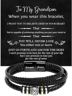 Pulsera A Mi Nieto De La Abuela, Joyería Regalo Para Hombre Pulseras Nieto Foto 1 de 4
