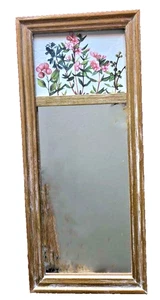 Mirror Small Rectangle Gold Frame 4-3/4"w x 11-1/4"h -Floral Decor - Picture 1 of 4