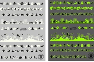 Nail Art Stickers NEW ! GLOW IN THE DARK PUMPKINS,GHOSTSBATS CY-054 - Picture 1 of 1