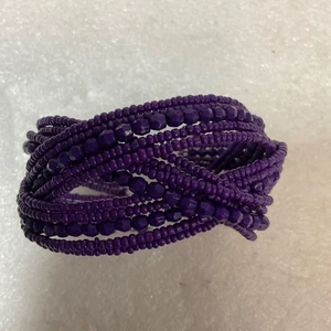 Brazalete envolvente de bobina con cuentas púrpura multihilo cuentas de semillas brazalete joyería de moda - Imagen 1 de 9