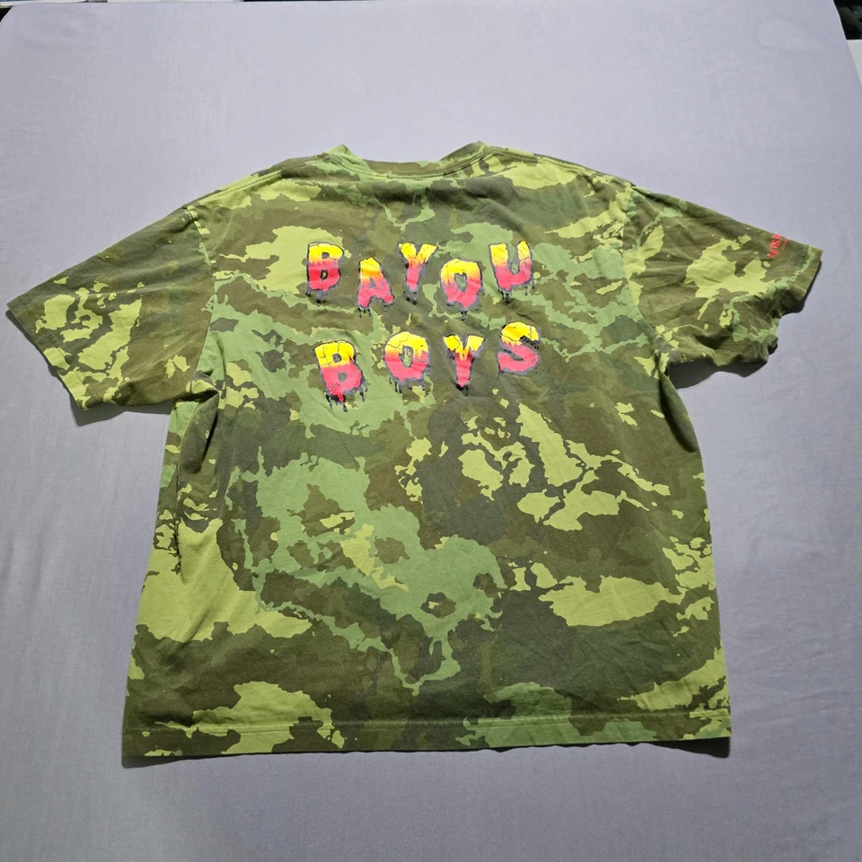 Jordan Zion 衬衫男式 XL 绿色红色 Bayou 男孩迷彩棉短袖圆领 — 第 1/4 张图片