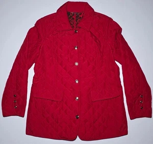 Chico's Womens Red Quilted Snap Shut Jacket Size 8 / 10 - Picture 1 of 17