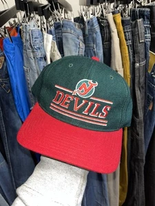 Rare Vintage Starter New Jersey Devils Green 100% Wool Snapback - Picture 1 of 6
