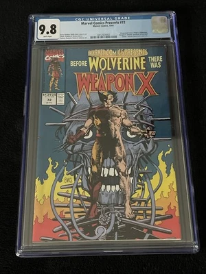 Marvel Comics Presents #72 CGC 9.8 White Pgs Origin of Wolverine & Weapon X 1991 - Image 1 of 2