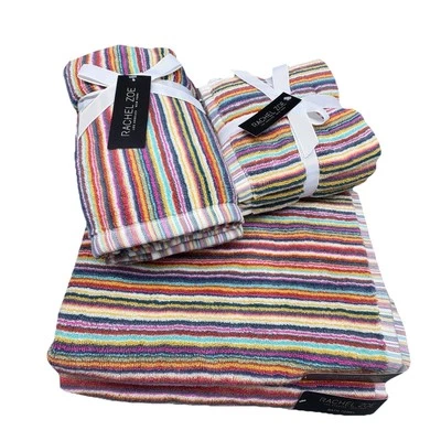 Juego de toallas de baño a rayas arco iris Rachel Zoe de 8 piezas colorido verano NUEVO Foto 1 de 4