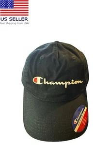 Champion Herren Ameritage Dad verstellbar gebogener Schirm Hut schwarz neu - Bild 1 von 8