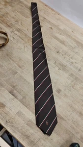 VINTAGE Silk Ralph Lauren Polo Tie Brown with Maroon & Green Stripes 55"x3" - Picture 1 of 8