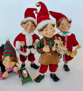 Vtg Set Of 4 Celebrate It Christmas Treasures Darling Elves Karen Didion - Picture 1 of 14