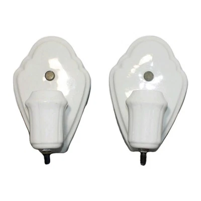 Arandelas de porcelana vintage Art Deco década de 1930 Streamline Efcolite Durock - Par - Imagem 1 de 4