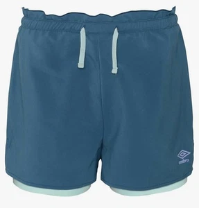 Umbro Girls 2 in 1 Running Short Size:M 10/12 Color: Blue Coral/Eggshell Blue - Picture 1 of 4