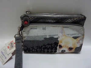 Fuzzy Nation wristlet wallet with Chihuahua New with Tags GREY - Picture 1 of 11