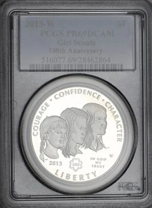 2013-W $1 100th Anniversary Girl Scouts Commemorative Ag. Dollar PCGS PR69DCAM - Picture 1 of 2