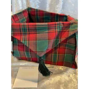 Longaberger Basket Liner with tassel Evergreen Plaid 7" x 7" x5" - Picture 1 of 6