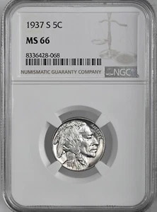 1937-S 5C BUFFALO NICKEL "SAN FRANCISCO MINT" NGC MS66 #8336428-068 - Picture 1 of 4