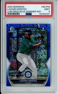 2023 Bowman Lazaro Montes Blue Shimmer Refractor #'d 13/150 PSA 9 - Bild 1 von 2