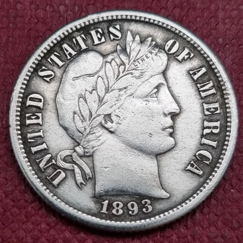 1893 S Barber Dime 10c Better Grade XF #60366 Cover