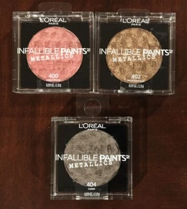 Infallible Paints Metallics Loreal Eye Shadows Lot Rose Chrome Brass Caged  - Picture 1 of 2