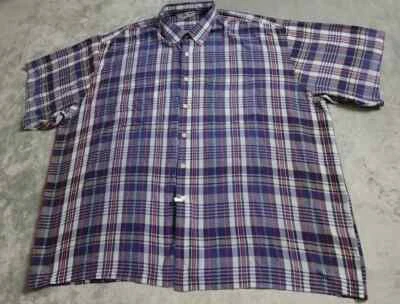 Da Vinci California Shirt Men's 3XB Button Down Blue White Red Plaid Polo - Image 1 of 4