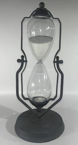 Decorative Hourglass One Hour 60 Minute Timer Metal Stand White Sand Home Decor - Picture 1 of 5
