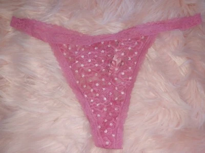 Bragas Victoria's Secret Rosa Encaje Tanga en V Talla XL Foto 1 de 3
