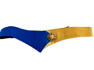 Women's 80s belt blue/yellow handmade fabric 1X- XL? - Picture 1 of 6