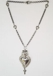 COLLAR Colgante MILAGRO Corazón EX-VOTO Plata Italia NUEVO Hecho a Mano - Imagen 1 de 5