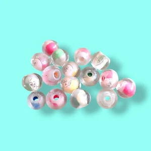 Vintage 5mm Lot Reverse Painted Japanese Round Glass Beads 16pc Multi Color Face - Picture 1 of 7