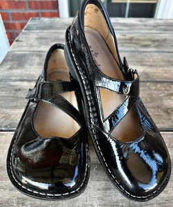 Nice Alegria Dayna Black Patent Leather Shoes Clog Nurse Work Shoes 41 10.5 11 - Picture 1 of 13