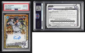 2021 Bowman Chrome Prospects Gold Shimmer Refractor /50 Eddy Diaz PSA 10 Auto