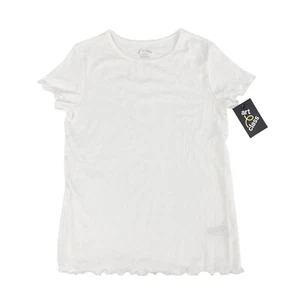 Art Class Girls Size XL 14 Short Sleeve Lettuce Edge T-Shirt White NWD - Picture 1 of 13