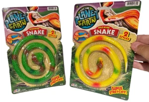 2 Pack SUPER STRETCHY RUBBER SNAKES Realistic Fake Green Cobra Toy Gift Set Gag - Picture 1 of 8