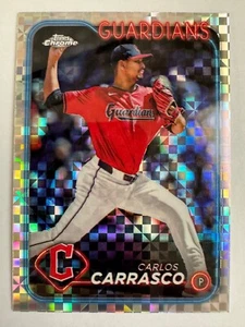 2024 Topps Chrome Update Carlos Carrasco #USC4 X-Fractor - Guardians - Picture 1 of 2