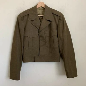 Unbranded Vintage Military Jacket Brown Pockets Short Lined Army Air Force 38R - Picture 1 of 10