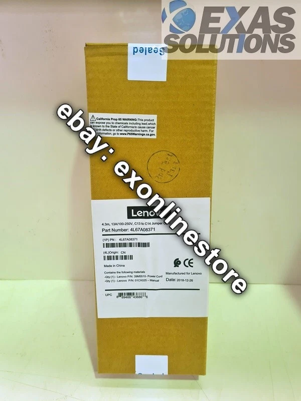 4L67A08371 - 4.3m, 13A/100-250V, C13 to C14 Jumper Cord - Image 1 of 1