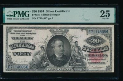 AC Fr 318 1891 $20 Silver Certificate PMG 25 MANNING !! - Image 1 of 2