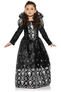 Dark Princess Full Length Dress Glitter Skeletons Zombies Costume Child Girls - Picture 1 of 2