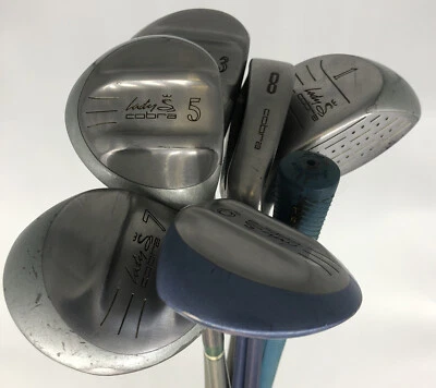 Lady Cobra Driver 3,5,7,9 Woods, 8-Iron, Warmup Club, 4 Head Covers - Image 1 of 4