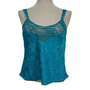 Vtg 90s Victoria’s Secret Gold Label Floral Camisole Top Lace Turquoise blue Sm - Picture 1 of 6