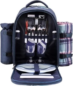 Picnic Backpack Bag for 2 Person w/ Cooler Compartment, Detachable Bottle Holder - Picture 1 of 10
