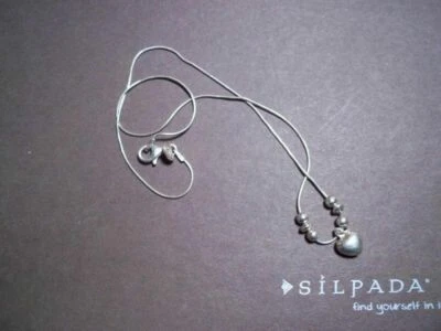 SILPADA 925 Sterling Silver Puffy Heart Bead Necklace N1484 CUTE - Image 1 of 4