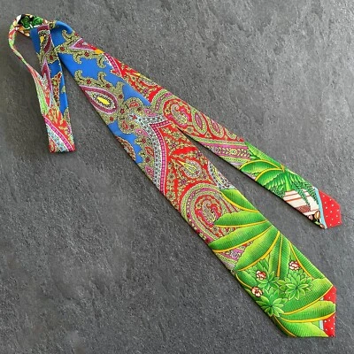 Corbata de seda GIANNI VERSACE COUTURE estampado Buda y Paisley de S/S 1993 Foto 1 de 4