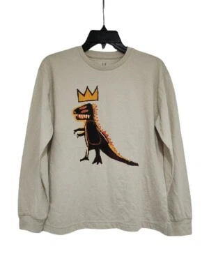 Nueva Camiseta Jean-Michel Basquiat Godzilla Niños Talla XL (12) Arte Callejero Beige L/S Foto 1 de 4