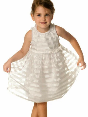 Deux Par Deux NWT White Dress Cotton and Organza Overlay Sleeveless Sizes 18M-6Y - Image 1 of 2