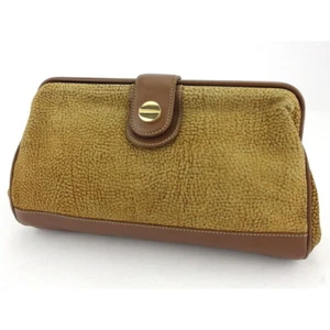 BORBONESE Clutch bag Brown beige gold Women Authentic secondhand - Picture 1 of 8