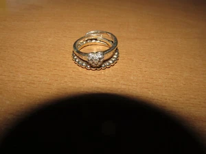 Pilgrim Ring silber Herz Steine zwei Ringe größenverstellbar 2x - Bild 1 von 6