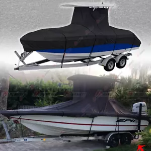 22-24FT 210D Waterproof Heavy-Duty Center Console T-Top Boat Cover Storage Black - Picture 1 of 14